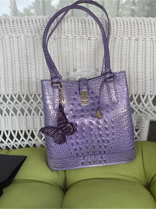 Brahmin Handbags - Brahmin Metallic Lilac Croc-Embossed Shoulder Bag comes with purple Brahmin butt